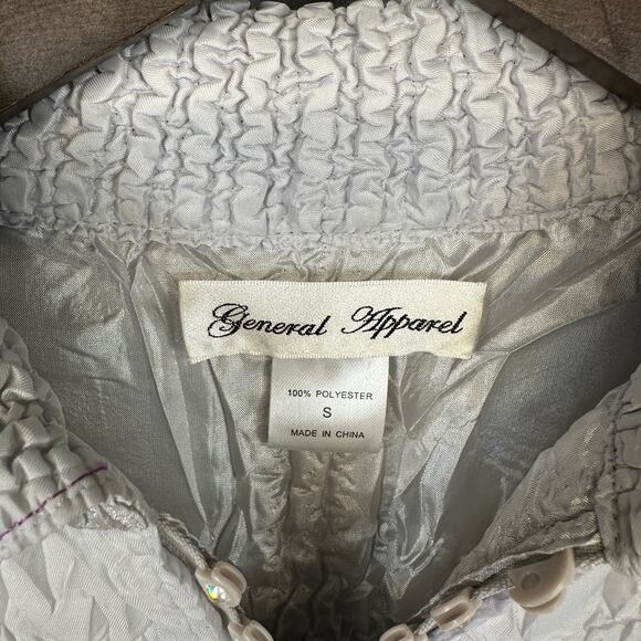 General Apparel Jacket Women Small Silver Gray 100% Polyester Full Zip Collared - Picture 7 of 13